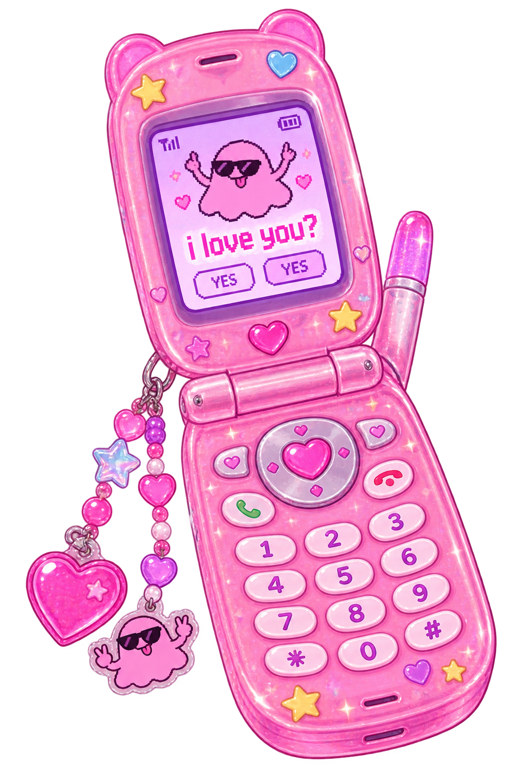 Pink kawaii flip phone